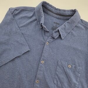 KUHL Wildfibre Blue Organic Cotton Melange Short Sleeve Button Down Shirt Mens L